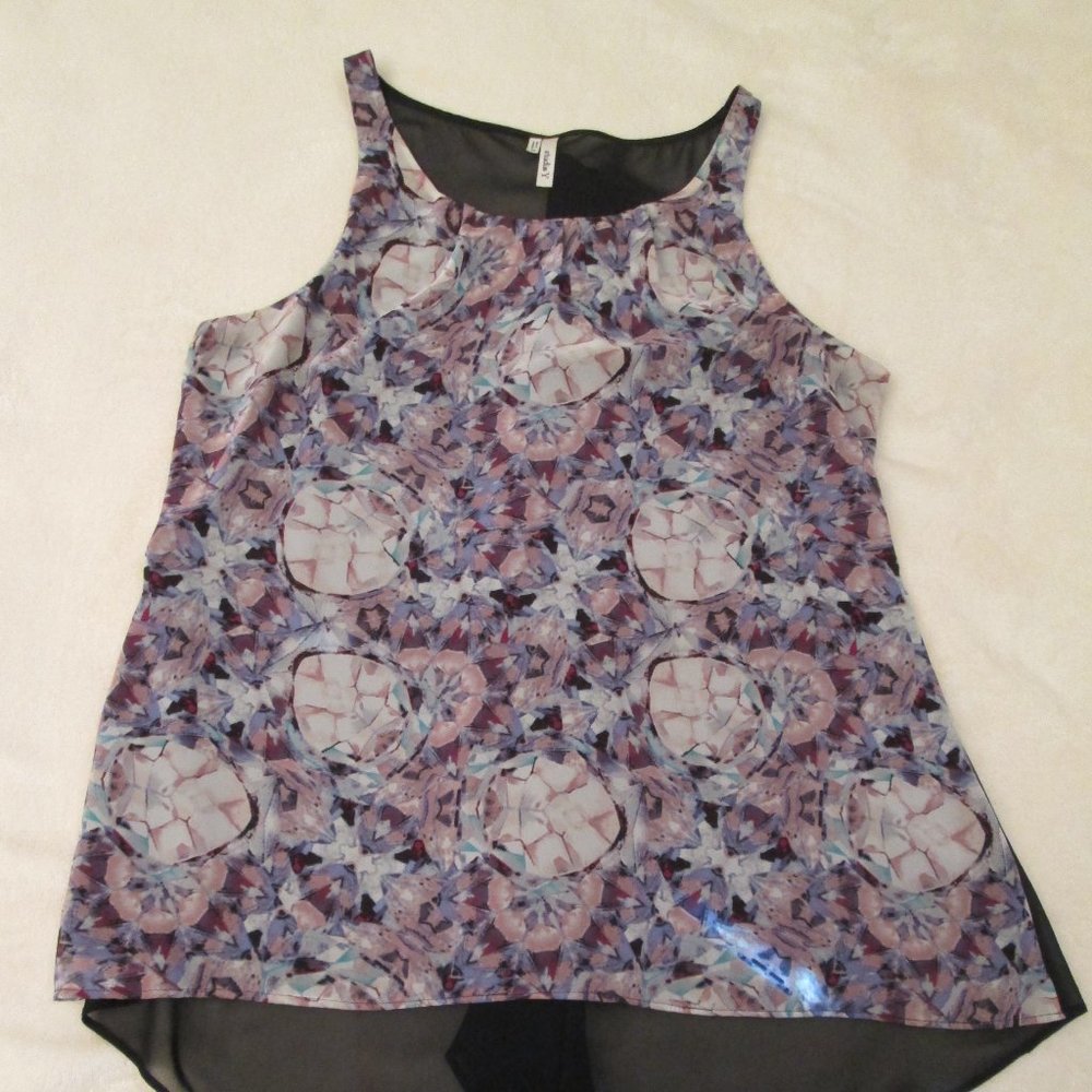 Studio Y Floral Geometric Layered Tank Top Size M